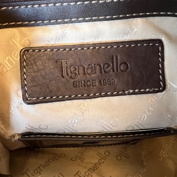 Tignanello Leather Brown Satchel Bag Double Handle Bag - Picture 8 of 15